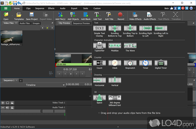 Create stunning videos and perform basic editing tasks - Screenshot of VideoPad Video Editor Free