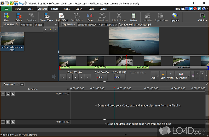 Range of transitional effects - Screenshot of VideoPad Video Editor Free