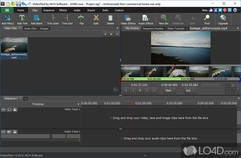 Supports a wide range of file formats - Screenshot of VideoPad Video Editor