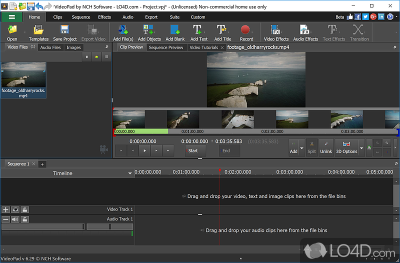 Edit movies and other video recordings, cut parts of them or merge multiple clips into a single one - Screenshot of VideoPad Video Editor