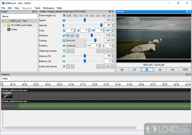 Advanced video editor that enables users to create movie sequences - Screenshot of Vidiot