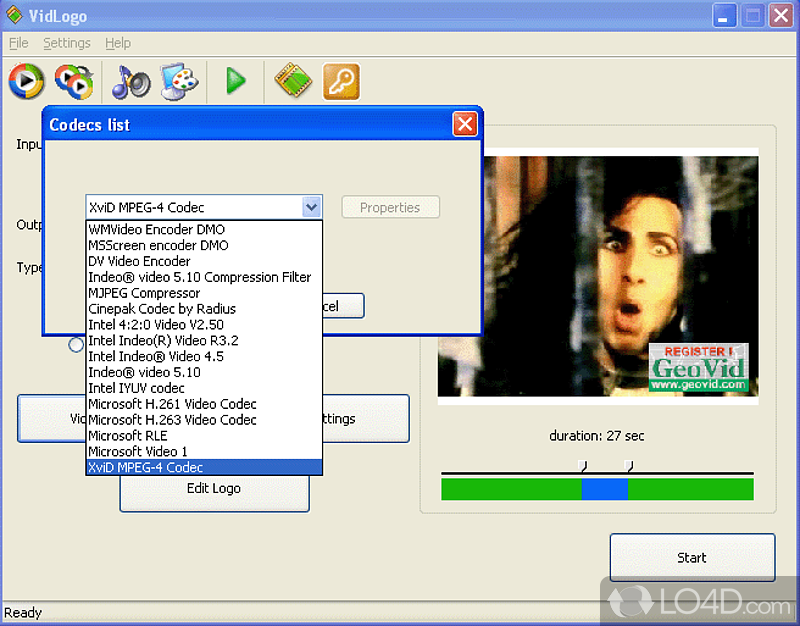 Add Logo to any video file - Screenshot of VidLogo