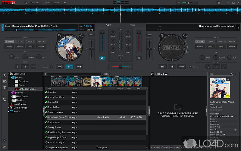 Mix music using multiple decks - Screenshot of Virtual DJ Free