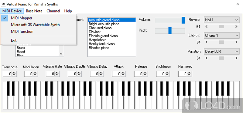 virtual piano with notes