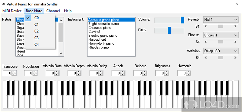 Basic functionality - Screenshot of Virtual Piano