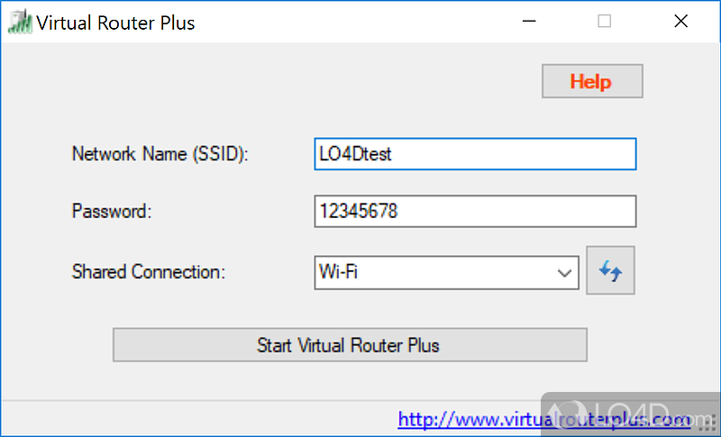 Use computer as a method to connect other WiFi enabled devices to the Internet - Screenshot of Virtual Router Plus
