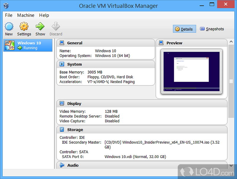 VirtualBox: Advanced features - Screenshot of VirtualBox