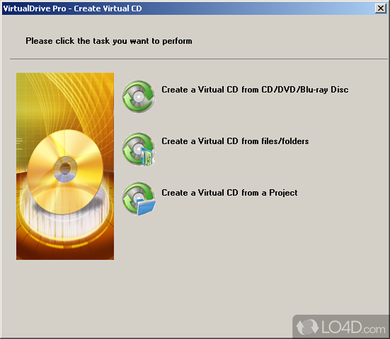 Without accessing a physical drive - Screenshot of VirtualDrive