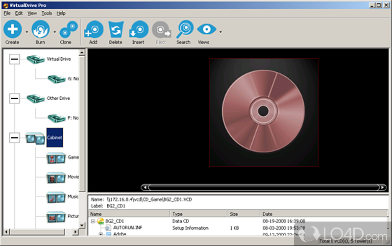 Run CDs and DVDs without the need for a physical drive - Screenshot of VirtualDrive