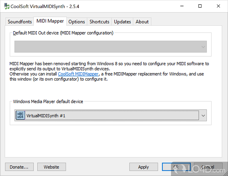 Easily select the desired output device - Screenshot of VirtualMIDISynth