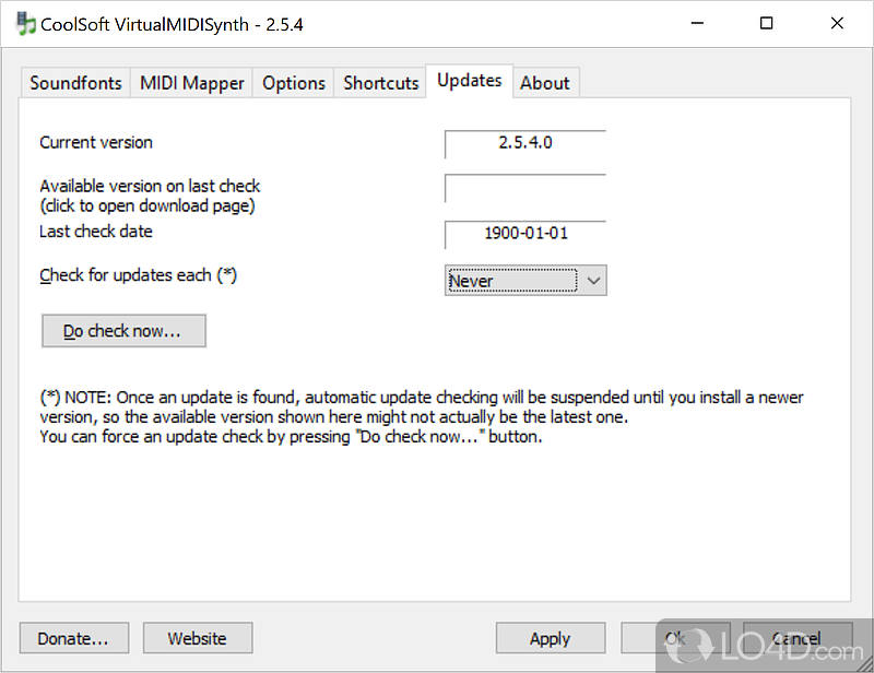 Software MIDI synthesizer MIDI-Out device - Screenshot of VirtualMIDISynth