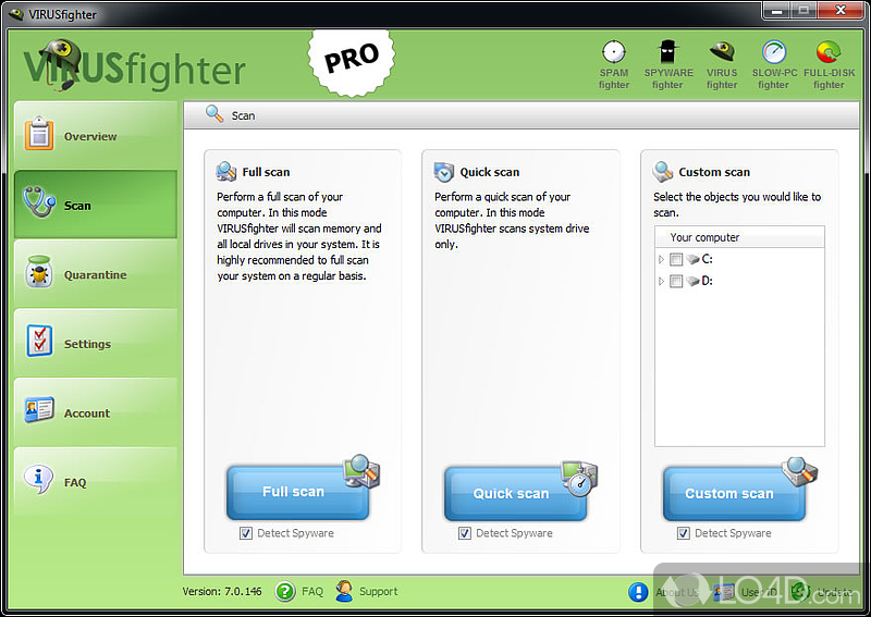Secure and Antivirus software for the PC-platform - Screenshot of VIRUSfighter