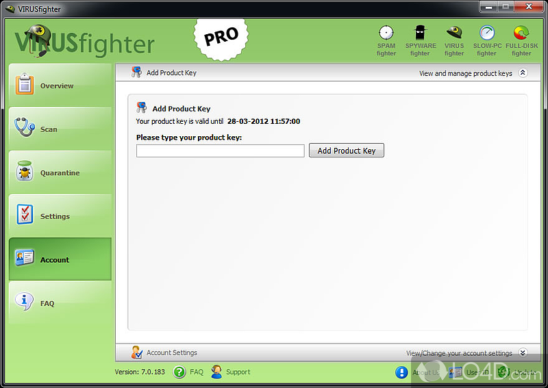 VIRUSfighter: User interface - Screenshot of VIRUSfighter