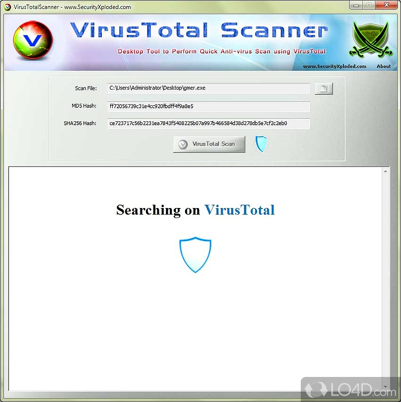 GUI to the superb online virus meta-scanner virustotal - Screenshot of VirusTotal Scanner