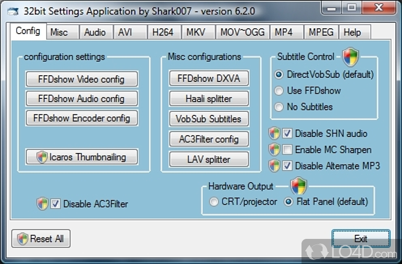 Thoroughly configure codec functionality - Screenshot of Vista Codec Package