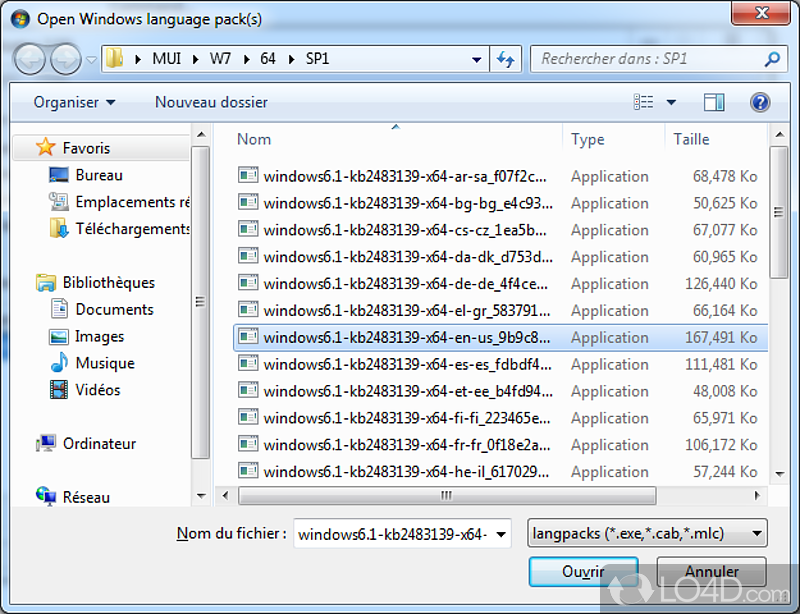 Install language packs for Windows Vista and 7 - Screenshot of Vistalizator