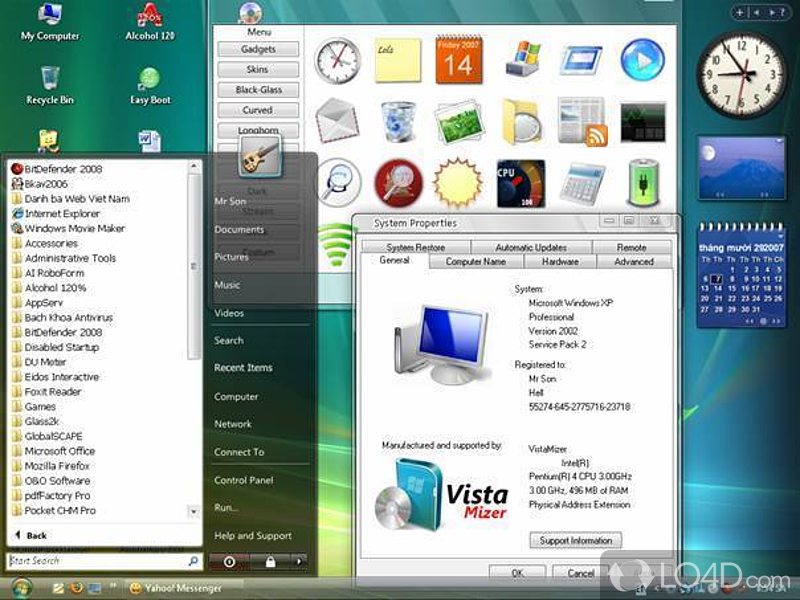 Change the appearance of Windows by giving it the Vista look - Screenshot of VistaMizer