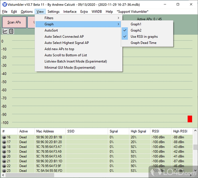 Find wireless connections - Screenshot of Vistumbler