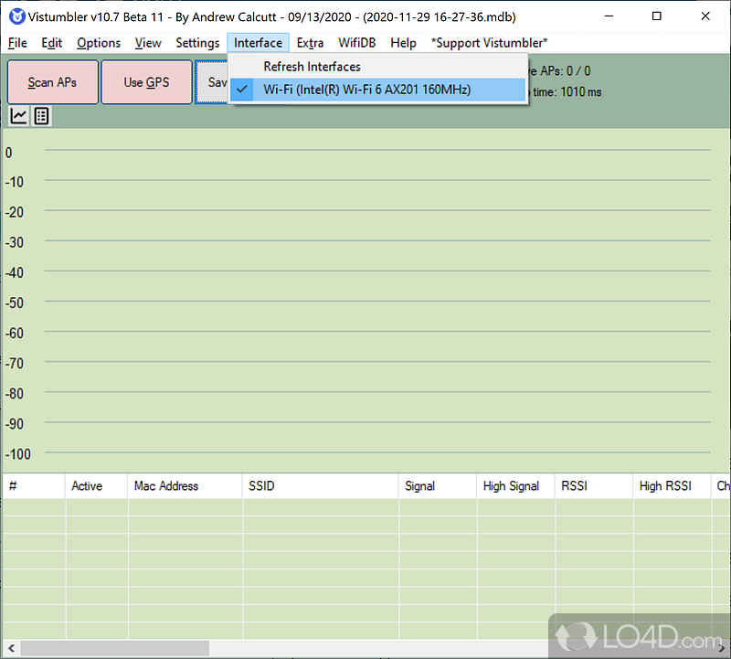 Wireless network scanner written in AutoIT - Screenshot of Vistumbler