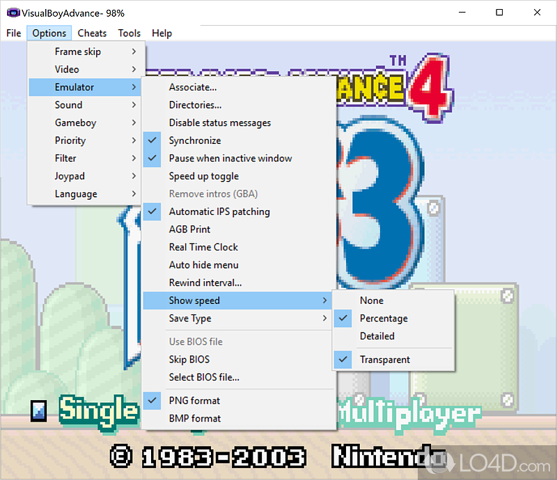 GameBoy Advanced Emulator - Screenshot of Visual Boy Advance