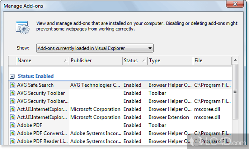 Visual Explorer: User interface - Screenshot of Visual Explorer