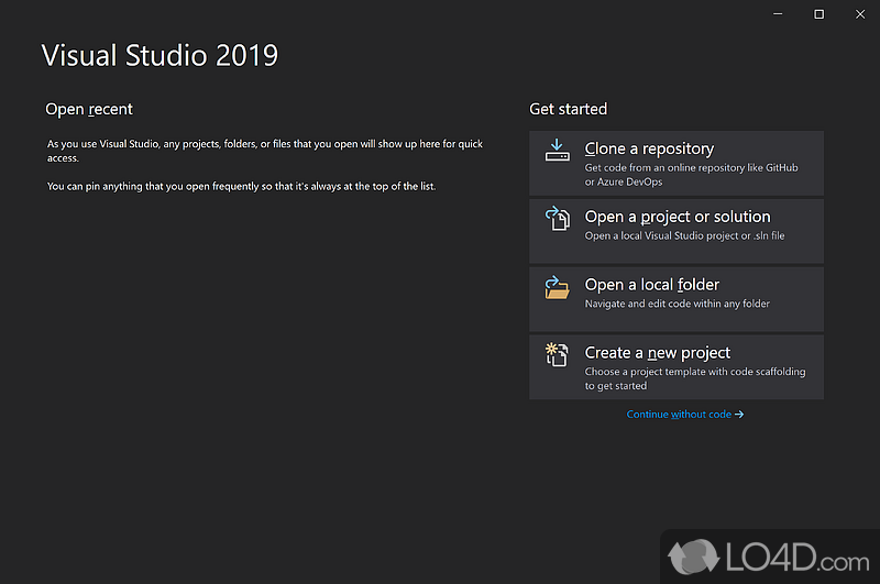 Extend functionality with Visual Studio plugins - Screenshot of Visual Studio 2019