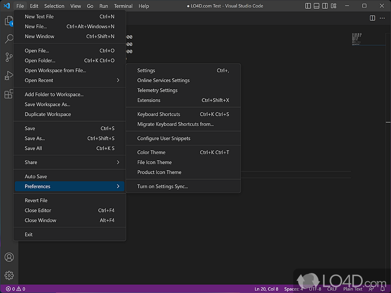 Git support and debugging features - Screenshot of Visual Studio Code