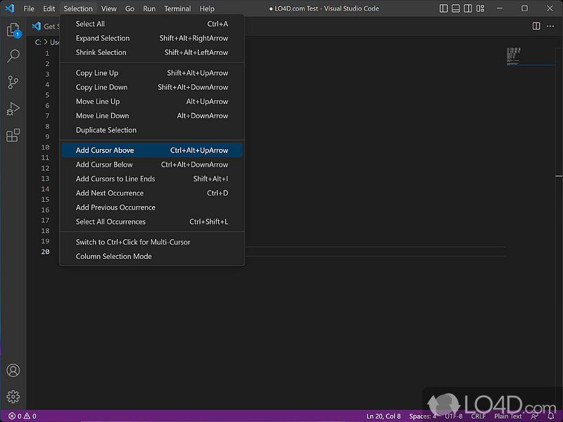 Advanced code editor - Screenshot of Visual Studio Code