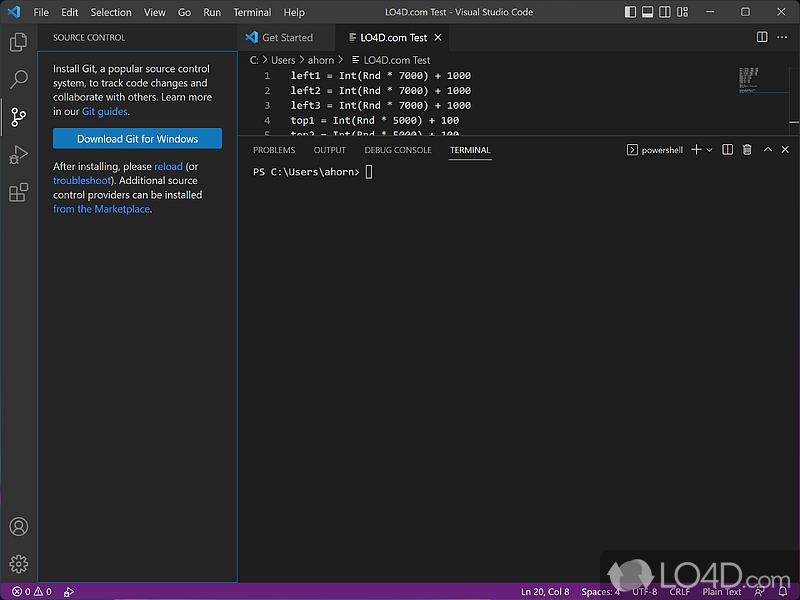 Not suitable for complex workflows - Screenshot of Visual Studio Code