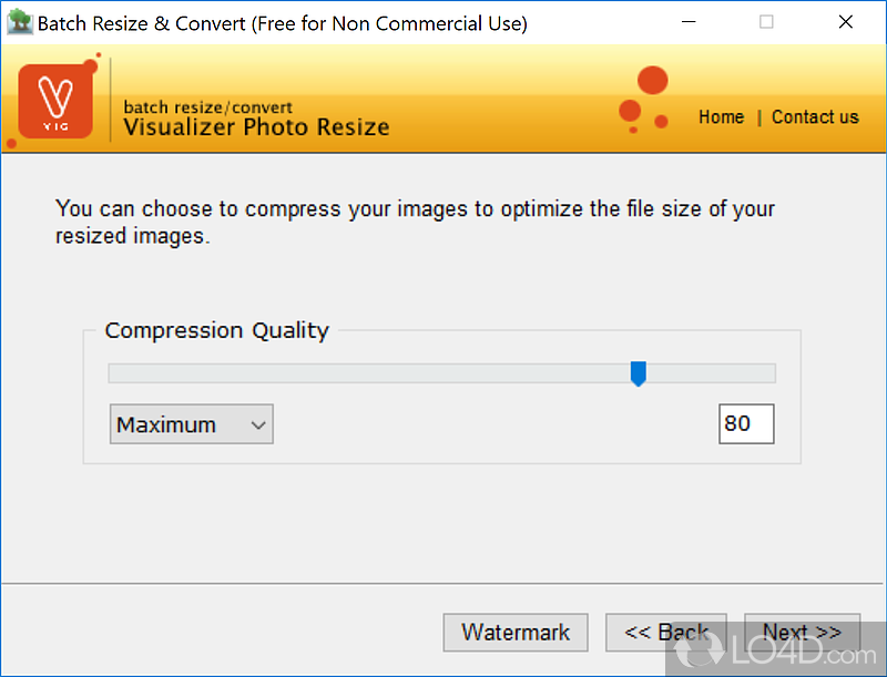 Optimize size without compromising quality, and add text watermarks - Screenshot of Visualizer Photo Resize
