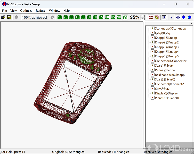 Optimize the polygon usage of 3D models - Screenshot of VizUp Reducer