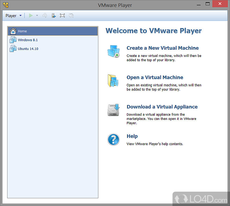 Clean feature lineup - Screenshot of VMware Workstation Player