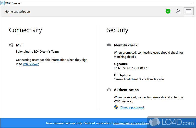 Remote access and control on computers - Screenshot of VNC Connect