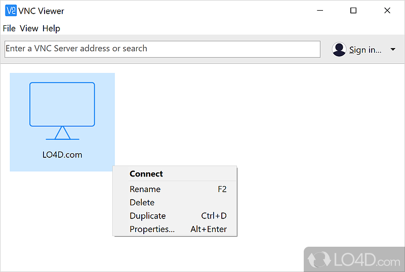 Connect to servers via VNC - Screenshot of VNC Viewer