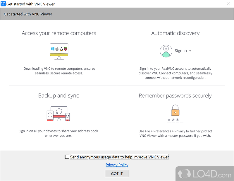 Connect to other computers remotely and control them as if you were in front of them - Screenshot of VNC Viewer