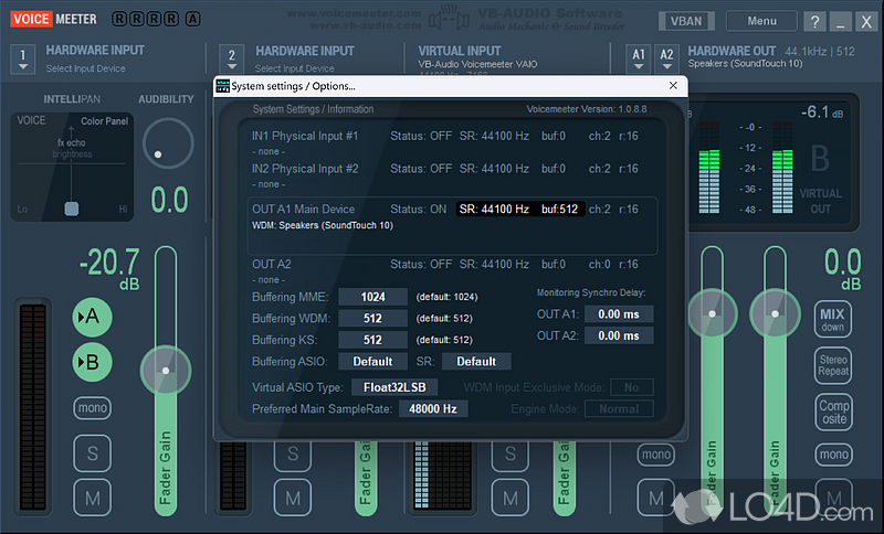 VoiceMeeter: Mix music - Screenshot of VoiceMeeter