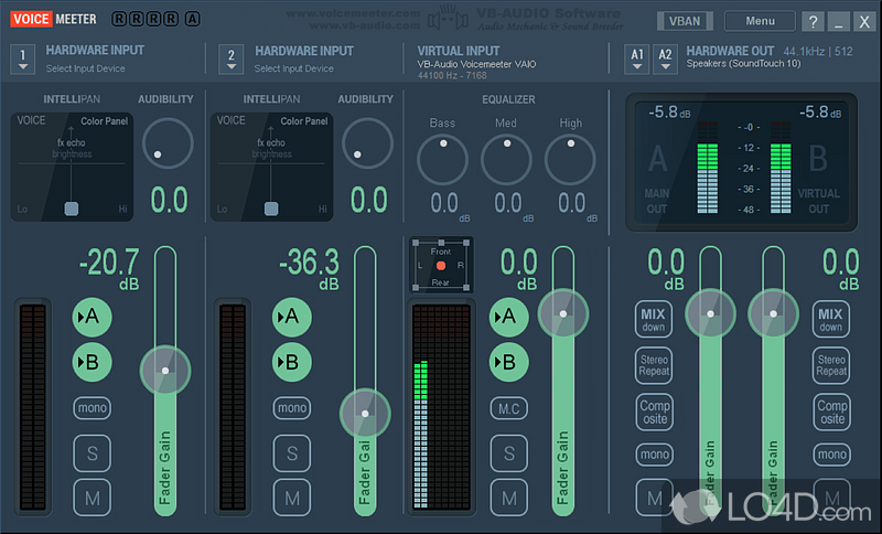 Tool designed to mix multiple audio feeds that pass through computer - Screenshot of VoiceMeeter