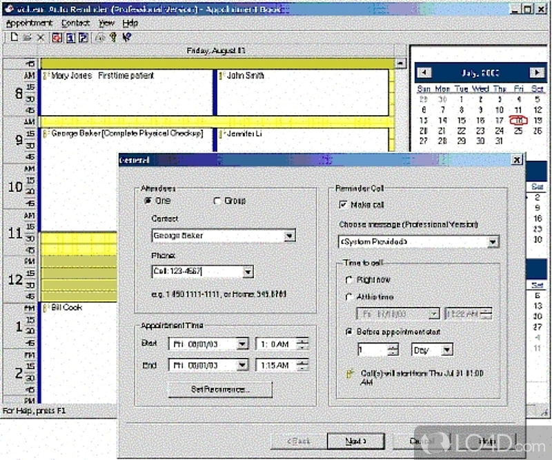 Calendar / scheduler with automatic phone reminders - Screenshot of Voicent AutoReminder