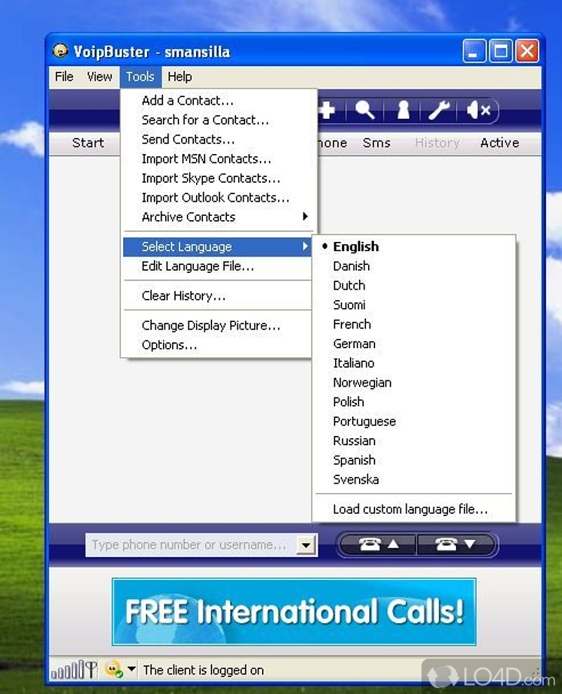 Free calls from your PC to anywhere in the world - Screenshot of VoipBuster