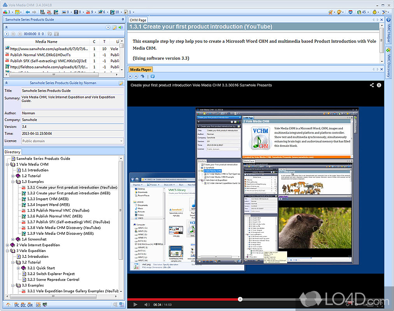 Software solution worth having when you need to create - Screenshot of Vole Media CHM