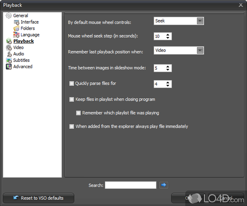 Play videos, blu-rays and audio files with no external codecs needed - Screenshot of VSO Media Player