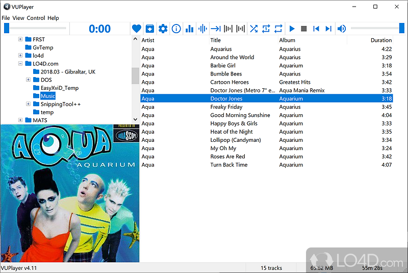 Multi-format audio player and playlist creator that can enjoy listening to music - Screenshot of VUPlayer