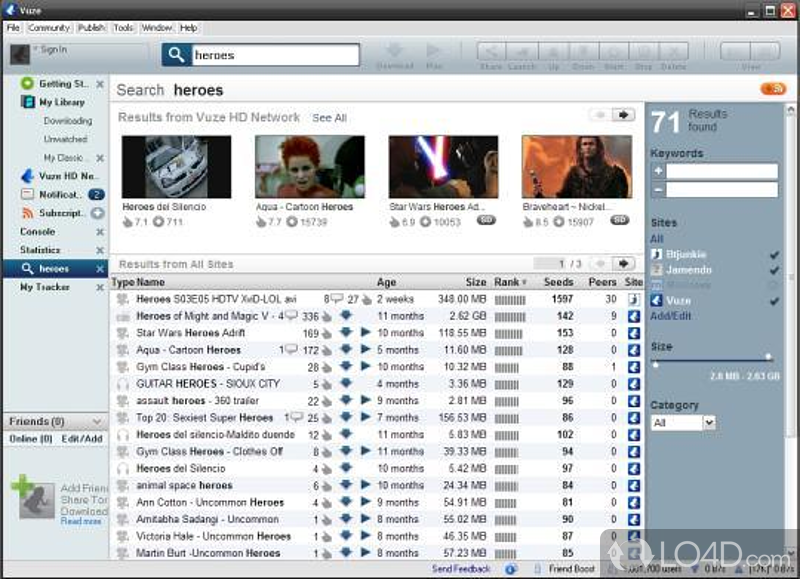 Bittorrent client for file sharing - Screenshot of Vuze