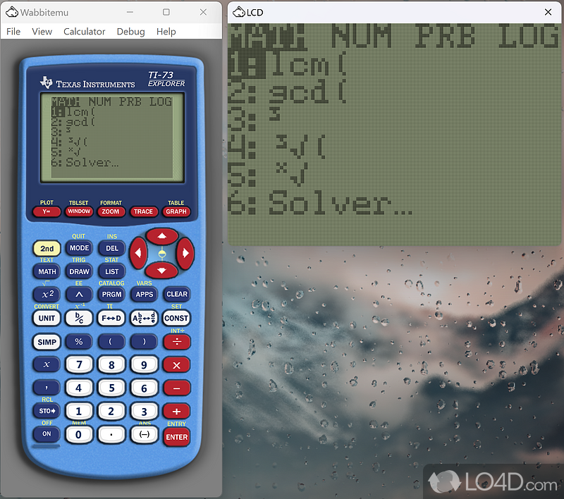 Emulator and debugger for the TI-73, TI-81, TI-82, TI-83, TI-83+(SE), TI-84+(SE), TI-84+CSE, TI-85, and TI-86 calculators - Screenshot of Wabbitemu