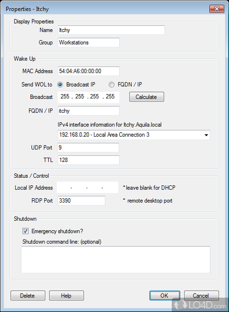 GUI to shutdown, ping or wake-up in LAN networks - Screenshot of Wake On LAN