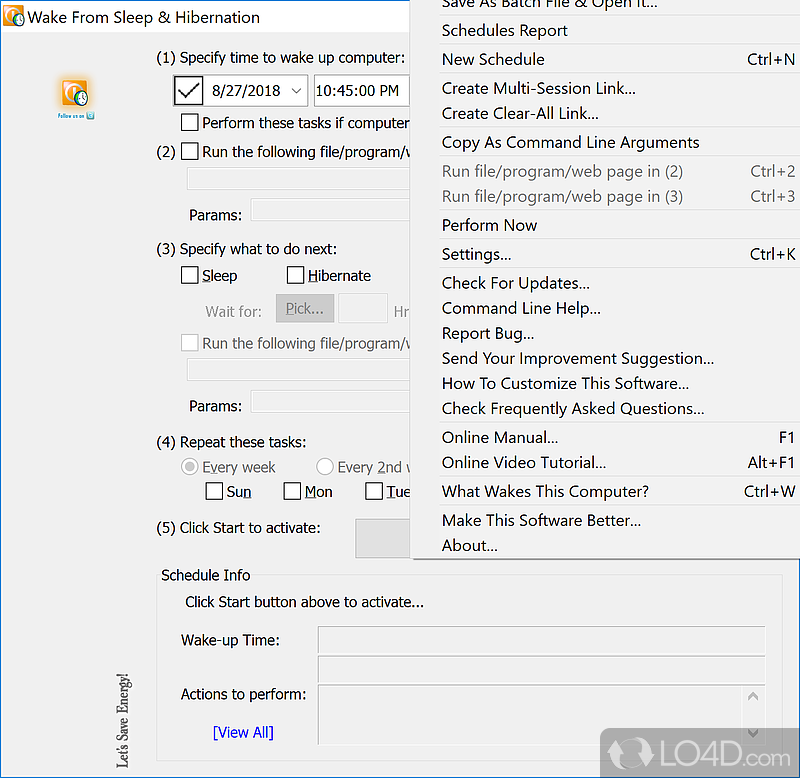 Add multiple actions in the configuration - Screenshot of WakeupOnStandBy