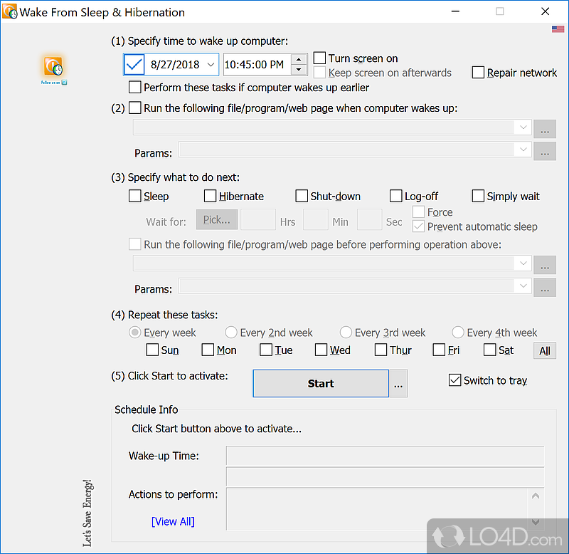 Easily set up wake up options - Screenshot of WakeupOnStandBy