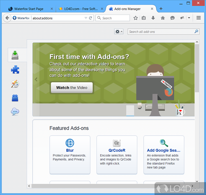 Waterfox Portable: User interface - Screenshot of Waterfox Portable