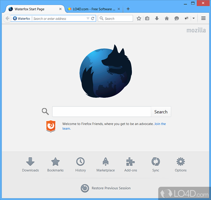 Firefox-based Internet browser optimized and compiled to help users take full advantage of their fast - Screenshot of Waterfox Portable