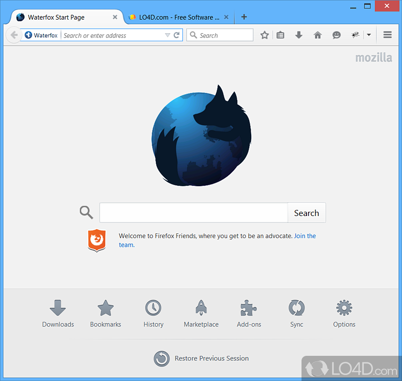 Web browser compatible with Firefox addons - Screenshot of Waterfox